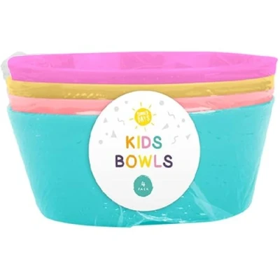 Image of The Home Fusion Company 4pk Kids Bright Plastic Tumblers Or Bowls Party Picnic BBQ Camping Snack Cereal
