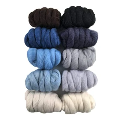 Image of Storm 250gm Pack of 10 Merino Wool Tops for Needle &amp; Wet Felting and Spindle Spinning