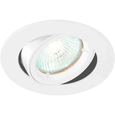 Image of Saxby Cast 50W Modern Decorative Tilt Gloss White Halogen GU10 Dimmable Adjustable Recessed Downlight