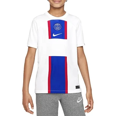 Image of Nike Paris Saint Germain FC Men&#039;s Psg Dri Fit Stadium 3r T Shirt, White/Old Royal/White, S