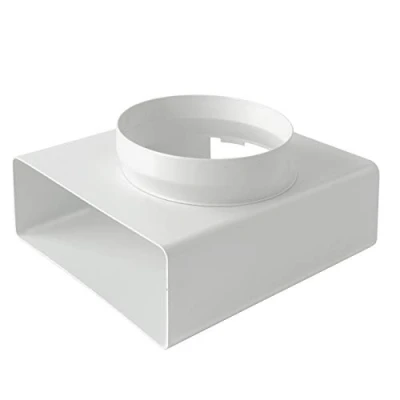 Image of Ventilation CRTV229B Vertical &quot;T&quot; Connector from Round Tube ø 150 mm to Rectangular 220x90 mm. White Color