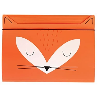 Image of Elastic Folder A5 Sturdy Cardboard Soft Touch Feel Printed Inside and Outside Funny Shape for Kids Fox