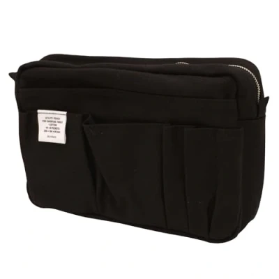 Image of [DELFONICS] 500092 Inner Carrying Bag Size M Black Cotton Pouch Case In