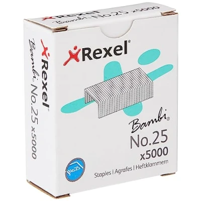 Image of Rexel No.25 Small Staples, For Stapling up to 10 Sheets, Use with Mini Staplers, Box of 5000, 5025