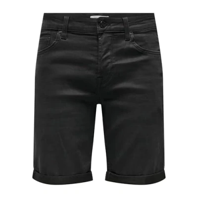 Image of ONLY &amp; SONS Men&#039;s ONSPLY Life REG BLK Jog SHT PK 8581 NOOS Shorts, Black Denim, L