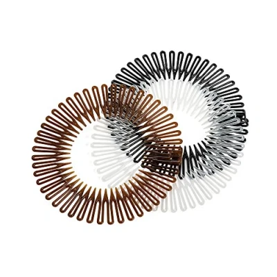 Image of Pack of 3 Flexi Combs Black Clear and Brown Hair Bands