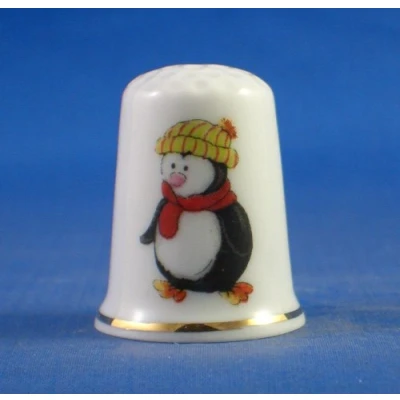 Image of Birchcroft Porcelain China Collectable Thimble Christmas Penguin