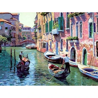 Image of Awesocrafts Number Painting Kits, Venice Canal, Italy Scenery Paint by 16x20 inches for Adults and Kids (Venice，No Frame)
