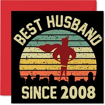 Image of 16th Anniversary Card for Husband from Wife Best Since 2008 I Love You Gifts, Happy Wedding Cards Partner, 145mm x Greeting Sixteenth Anniversaries