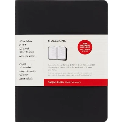 Image of Moleskine Subject Cahier Journal Set of 2 Notebooks Cardboard Cover Academic Layout Size Extra Large 19 x 25 cm Colour Black &amp; Kraft Brown 160 Pagine