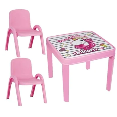 Image of A406 Toddler Plastic Table and Chairs for Children Kids Nursery Set Outdoor indoor (Pink, + 1 Chair)