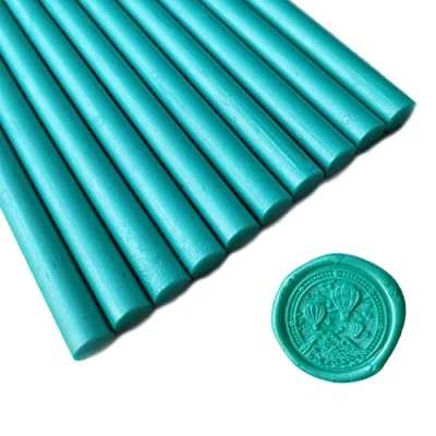 Image of 10 Pieces Malachite Green Sealing Wax Sticks for Seal Stamp, AMTOL Glue Gun,Great Wedding Invitations, Wine Packages,Cards Envelopes, Gift Wrapping. (Malachite Green)