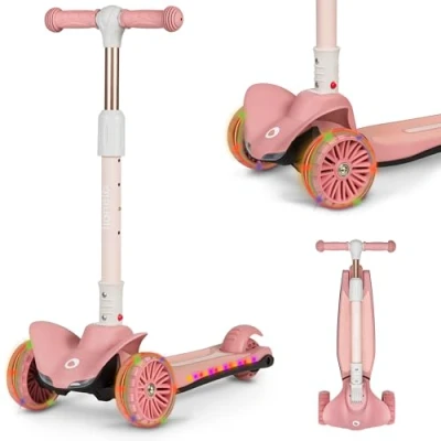 Image of LIONELO Timmy Balance Scooter for Children from 3 Years up to 50 kg, Three Wheel Children&#039;s with Height Adjustment, Non Slip Platform, Brake, Wheels and LED Platform