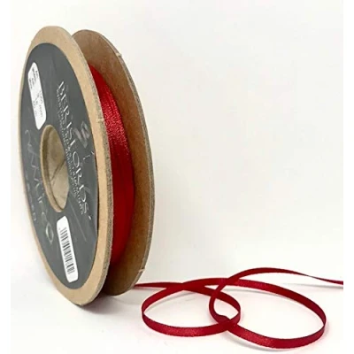 Image of Berisfords 3mm 15 Red NewLife Satin Ribbon 100% Recycled 50m reel