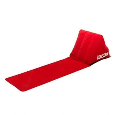 Image of CKB LTD® Red Chill Out Portable Travel Inflatable Lounger with Wedge Shape Back Cushion Perfect for Camping and Festivals (Red)