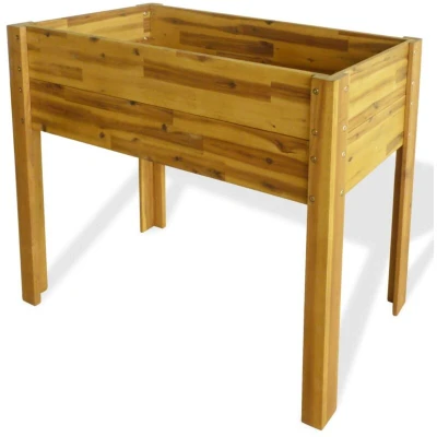 Image of vidaXL Raised Garden Bed Solid Acacia Wood Planter, Easy Assembly, Rustic Design for Outdoor and Yard, Weather Resistant, Versatile Plant Growth, DIY Gardening Solution