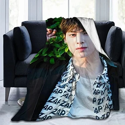 Image of YINGD Cha Eun woo Soft and Comfortable Warm Fleece Blanket for Sofa,Office Bed car Camp Couch Cozy Plush Throw Blankets Beach