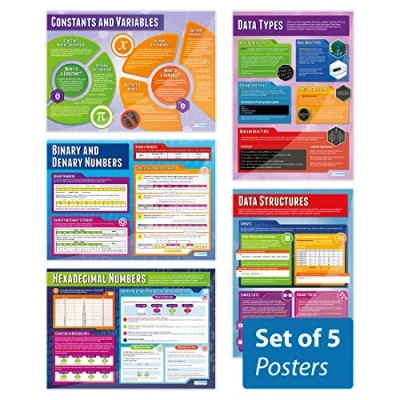 Image of Daydream Education Data Representation Classroom Posters Set of 5 EXTRA LARGE A1 (850mm x 594mm) Gloss Paper Computer Science Secondary School Wall Charts