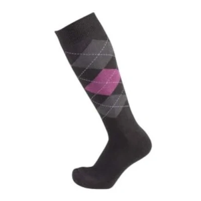 Image of PFIFF 100322 Unisex riding stocking checkered, multicolored (anthracite gray pink), 37 39