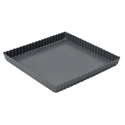 Image of Dexam Square Cake tin/Quiche tin Non Stick, 23cmx 23cm x 2.5cm, Grey