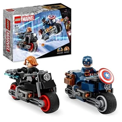 Image of LEGO Marvel Black Widow &amp; Captain America Motorcycles, Avengers Age of Ultron Set with 2 Superhero Motorbike Toys for Kids, Boys, Girls Aged 6 and Up 76260