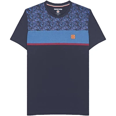 Image of Lambretta Mens Paisley Panel T Shirt Navy Medium