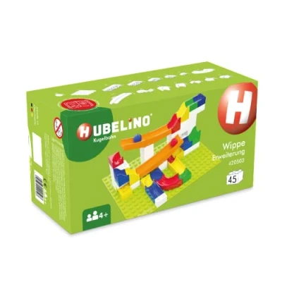 Image of Hubelino 420503 Marble Run See Saw Expansion Set, Compatible with popular building block system, 45 pieces, for Ages 4 and Up (Made in Germany)