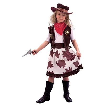 Image of Bristol Novelty CC633 Cowgirl/Cow Print Skirt, White, Medium, Approx Age 5 7 Years, Cowgirl / Cowprint Skirt (M)