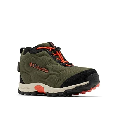 Image of Columbia Youth Firecamp MID 2 WP Unisex Hiking shoes for kids, Size: 3.5, Nori/red quart Textile/synthetics