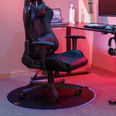 Image of NanoRS RS171 Gaming Seat Mat with RGB Backlight, Under Chair Floor Mat, Diameter 100cm, Black