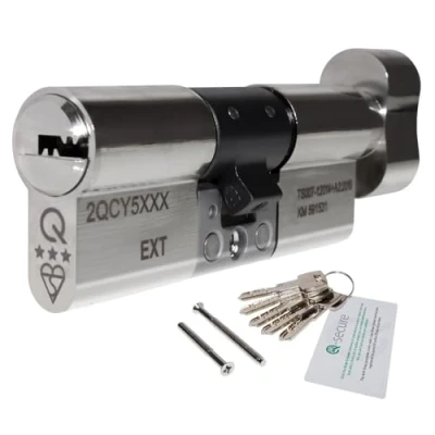 Image of Nickel, 45/40 (85mm) greenteQ Orion TS007 3 Star Anti Snap Thumbturn Euro Cylinder Twist Lock Door Barrel