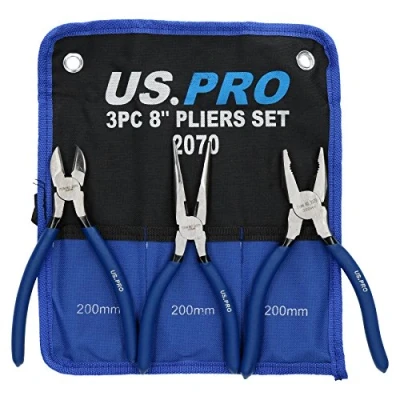 Image of 3pc Professional plier Set (Combination/Cutters and Long Nose) AT125