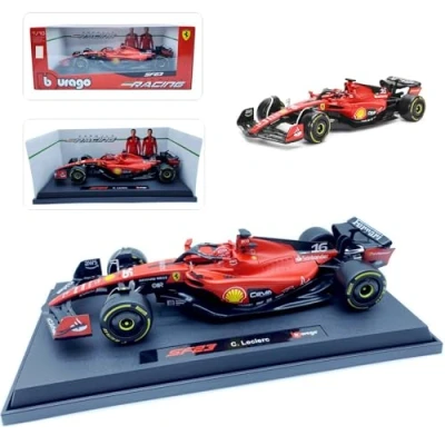 Image of HTLNUZD Bburago 2023 New 1:18 SF23#16 Alloy Racing Car for Ferrari 1/18 F1 Leclerc Diecast Model Display Ornaments Collection Gift