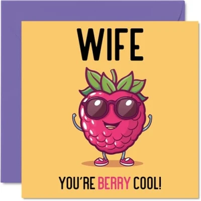 Image of Birthday Cards for Wife Berry Cool Funny Happy Card from Husband, Wifey Gifts, 145mm x Joke Greeting Women Her