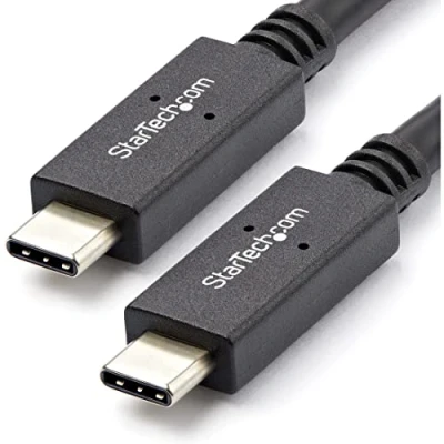 Image of StarTech.com USB C Cable 3 ft / 1m with Power Delivery (USB PD) Pass Through Charging to Cord (USB31C5C1M) , black