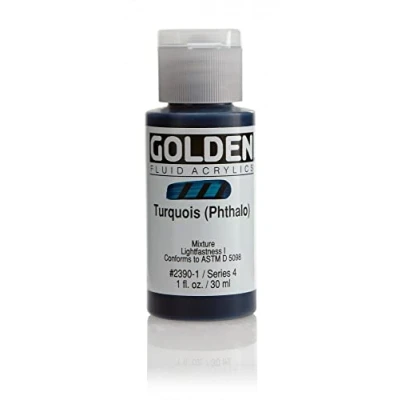 Image of Pro Art Golden Fluid Acrylic Paint 1 oz Turquoise Phthalo, 30 ml (Pack of 1)