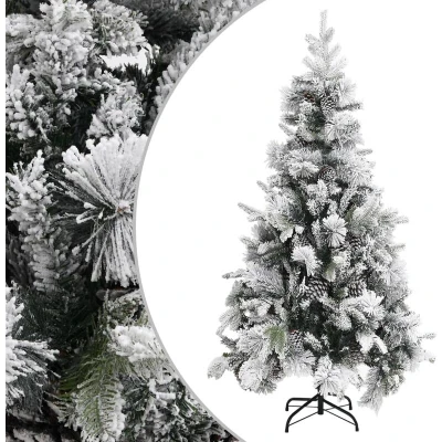 Image of vidaXL Christmas Tree with Flocked Snow&amp;Cones 225 cm PVC&amp;PE