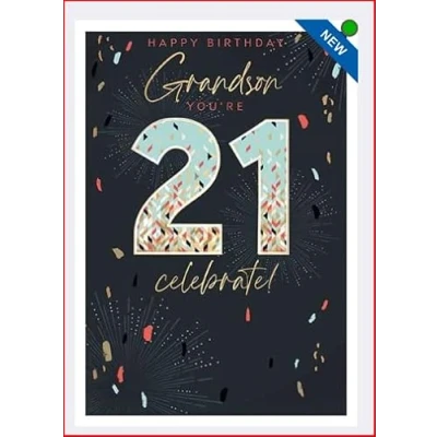 Image of Words N Wishes Grandson 21st Birthday Card Happy You&#039;re 21 Celebrate!