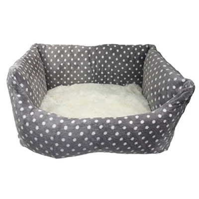 Image of Rosewood Grey &amp; Cream Snuggle Plush Dog Bed, 52 x 45cm