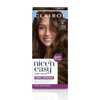Image of Clairol Nice&#039;n Easy Tone+Gloss Semi Permanent Hair Dye 537/78 Medium Golden Brown