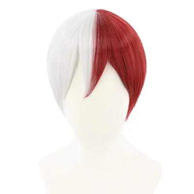 Image of Topcosplay Unisex Anime Cosplay Wig Sliver Red Short Synthetic Wigs with free Cap for Party Halloween Costume