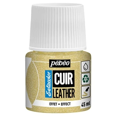 Image of PEBEO Setacolor Leather Acrylic Paint for and Leatherette Customization Bag, Shoe, Sneaker Scratch resistance, folds, rubbing glitter Effect Gold 45 ml