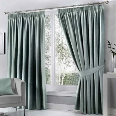 Image of Fusion Duck Egg Blue Blackout Curtains W66 x L90&quot; (168 229cm) Pencil Pleat in 2x Panels Thermal for Bedroom &amp; Living Room Pleated and Drapes