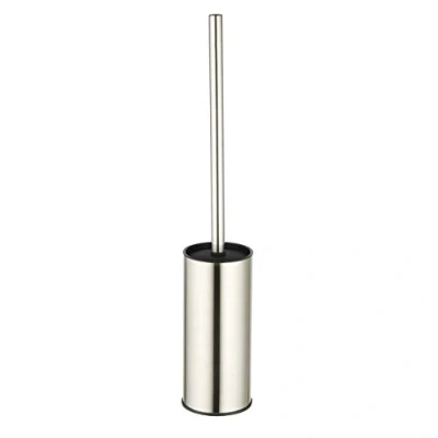 Image of Toilet Brush Holder Brushed Nickel, Stainless Steel 304 Nickel Round Freestanding Bowl and for Bathroom