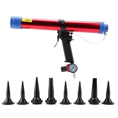 Image of Hilitand Pneumatic Glass Glue Sealant Gun Kit, Caulk Cartridge Air 300 600ML