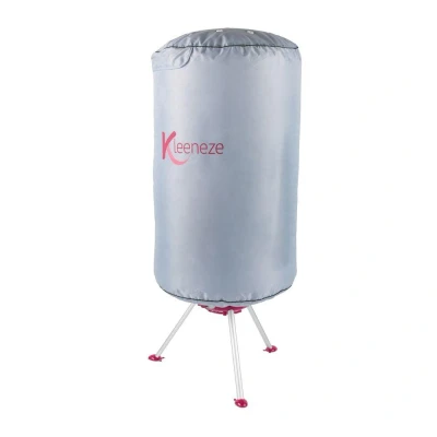 Image of Kleeneze KL066695UKF Electric Heated Indoor Clothes Dryer with Cover, Reduce Creases &amp; Drying Time, 6 Heat Settings, Up to 10kg Damp Washing, Arms for Hanging Compact, Aluminium, 1000W