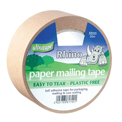 Image of Ultratape Paper Mailing Tape, Easy Tear &amp; Plastic Free 48mm x 50, 50m