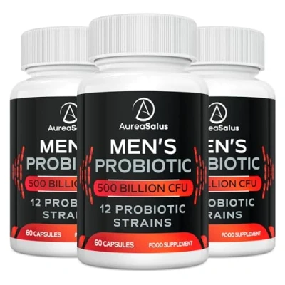 Image of Probiotic for Men, 500 Billion CFU 12 Strains, Men&#039;s with Cranberry, Turmeric, Goji Berry, Probiotics Gut &amp; Digestive Health, Gluten and Dairy Free, 60 Capsules (60 Count (Pack of 3))