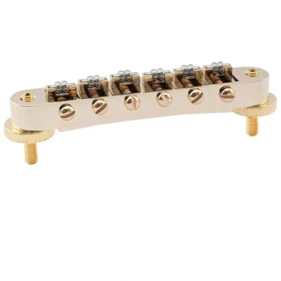 Image of Musiclily Pro 10.4mm Roller Saddle ABR Tune O Matic Bridge with M4 Post for Les Paul Style Electric Guitar, Gold