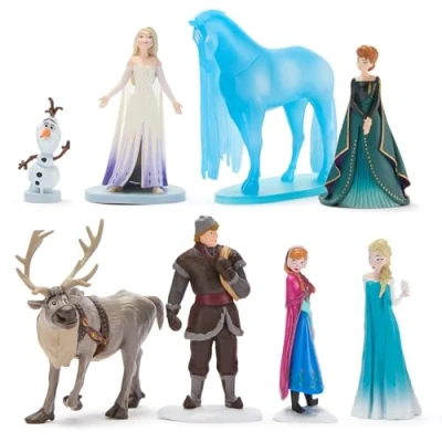 Image of Disney Store Official Frozen Toy Figure Set, 8 Toys including Elsa, Anna, Olaf, Sven, Kristoff &amp; Nokk, Suitable for Age 3+